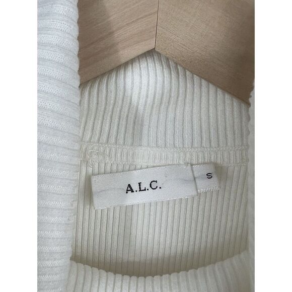 A.L.C. Womens Ribbed Cut Out Turtleneck Knit Sweater Blouse Off White Size Small - Picture 3 of 4
